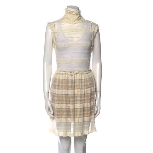 Opening Ceremony Dress Sz S Small Crochet Mesh Knit A-line High Neck Sheer (B1 - Picture 2 of 7